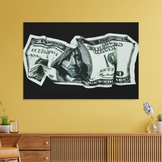 Toile Conception moderne d'un billet de 100 $ froissé (Insitu(Salon))