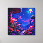Toile Conception nocturne de la forêt de champignons enc (Recto)