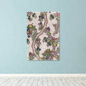 Toile Conception textuelle de formes plantes et ruban se (Insitu (Plancher de Bois))