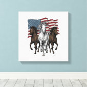 Toile Conception vectorielle de chevaux courant patrioti (Insitu (Plancher de Bois))