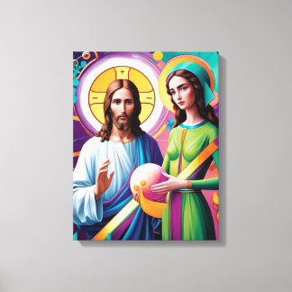 Toile Connexion divine : Jésus et la femme martienne