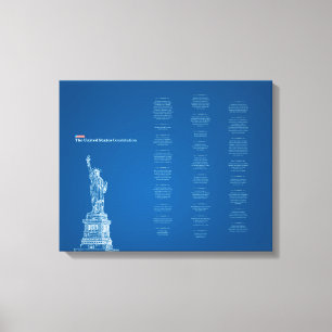 Toile Constitution des États-Unis Bleu et Statue de la L