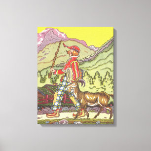 Toile Conte de fées vintage, garçon et vent du nord, Hau