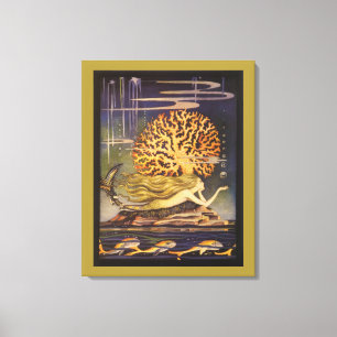 Toile Conte de fées vintage, petite sirène dans le