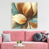 Toile Contemporary Teal Green Rust Brown Abstract Floral (Insitu(Salon))