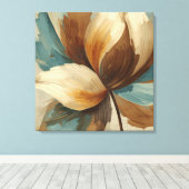 Toile Contemporary Teal Green Rust Brown Abstract Floral (Insitu (Plancher de Bois))