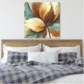 Toile Contemporary Teal Green Rust Brown Abstract Floral (Insitu(Chambre))