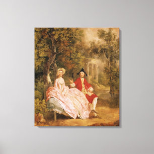 Toile Conversation en parc, portrait de l'artiste et