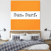 Toile Cool Bright Orange White Stripes Sun Surf Texte (Insitu(Chambre))
