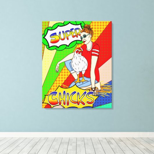 Toile Cool Chicks | OEuvre murale de poulet (Insitu (Plancher de Bois))