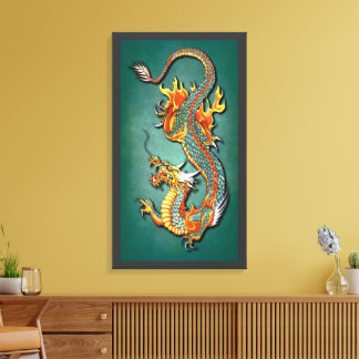 Toile Cool Colorful Vintage Imaginaire Feu Dragon Tatoua