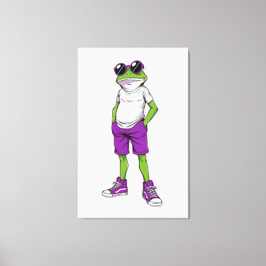 Toile Cool Frog Canvas – Funny Glasses Frog Kids WallArt (Recto)
