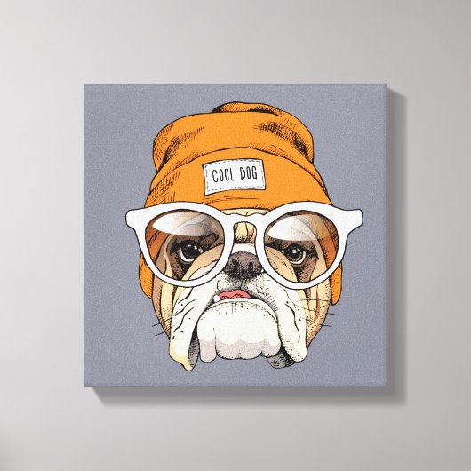 Toile Cool Hipster Bulldog (Recto)