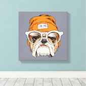 Toile Cool Hipster Bulldog (Insitu (Plancher de Bois))