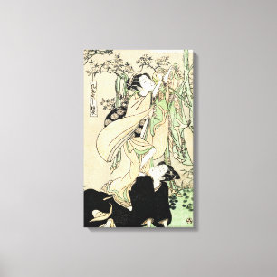 Toile Cool japonais vintage ukiyo-e scroll deux geishas