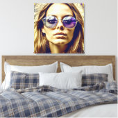 Toile Cool Lady avec réflexion dans ses lunettes de sole (Insitu(Chambre))