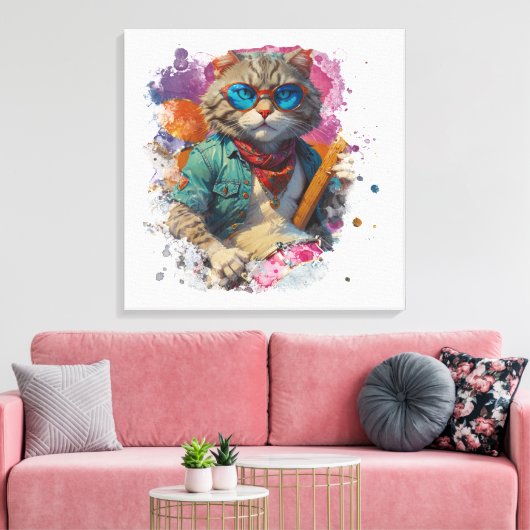 Toile *~* Cool percussionniste blanc Cat AP91 DROUMMER (Insitu(Salon))