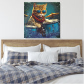 Toile *~* Cool percussionniste TURQUOISE Cat AP91 DRUMME (Insitu(Chambre))