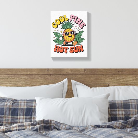 Toile Cool Pine Hot Sun Retro Pineapple Summer Vibes (Insitu(Chambre))