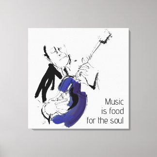 Toile Cool Retro Man Playing Guitar - Jazz Wall Art