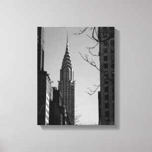 Toile Copie Bâtiment-Noire et blanche de Chrysler de