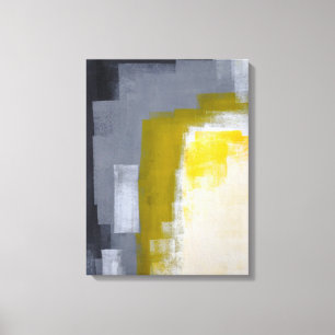 Toile Copie grise et jaune "de partie de bloc" d'art