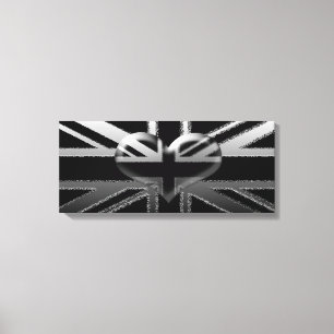 Toile Copie noire d'Union Jack et argentée moderne de