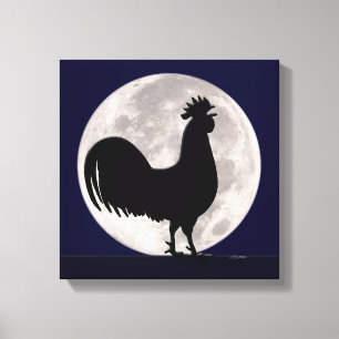 Toile Coq au clair de lune