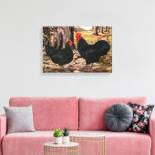 Toile Coq Australorp noir et Hen dans un cadre en bois (Insitu(Salon))