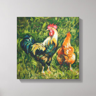 Toile Coq et poule