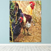 Toile Coq et Poule dans un Fourré (Insitu (Plancher de Bois))