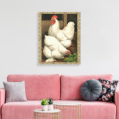 Toile Coq & Hen à l'extérieur Hen House avec frontière b (Insitu(Salon))