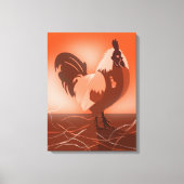 Toile Coq Sunset-Orange Country Animal de ferme (Recto)