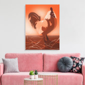 Toile Coq Sunset-Orange Country Animal de ferme (Insitu(Salon))