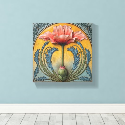 Toile Coquelicot rose au coucher du soleil (Insitu (Plancher de Bois))