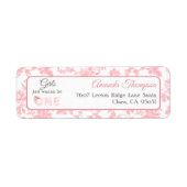 Toile Coquette Pink Bow First 1st Birthday Address Etiket (Voorkant)