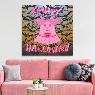 Toile Coquette Rose Fantôme Joyeux Halloween Art Numériq