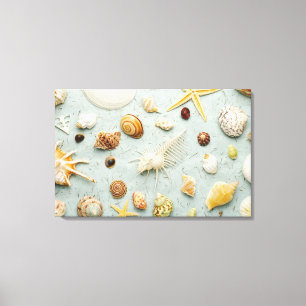 Toile Coquillages assortis sur l'arrière - plan bleu