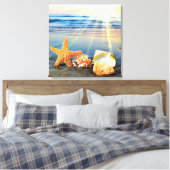 Toile Coquillages marins et étoiles de mer sur la plage (Insitu(Chambre))