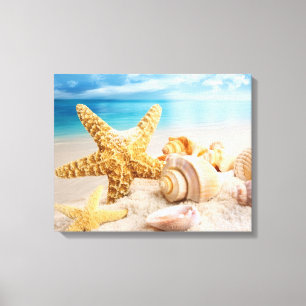 Toile Coquillages sur la plage