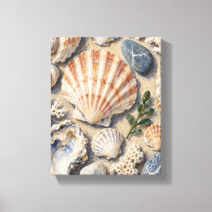 Toile Coquilles de marée sur lin parchemin
