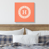 Toile Corail Blanc Grille Clé grecque Cadre initial Mono (Insitu(Chambre))