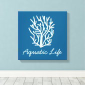 Toile Corail blanc sur la vie aquatique bleue (Insitu (Plancher de Bois))