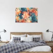 Toile Corail brillant et Turquoise Floral Abstrait (Insitu(Chambre))