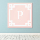 Toile Corail clair rose blanc Clé grecque Monogramme (Insitu (Plancher de Bois))