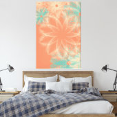 Toile Corail orange Abstrait Turquoise Floral (Insitu(Chambre))