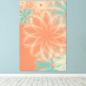 Toile Corail orange Abstrait Turquoise Floral (Insitu (Plancher de Bois))