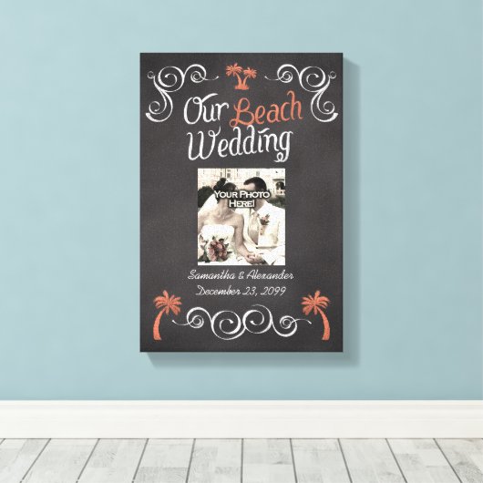 Toile Coral Chalkboard Script Plage Mariage (Insitu (Plancher de Bois))