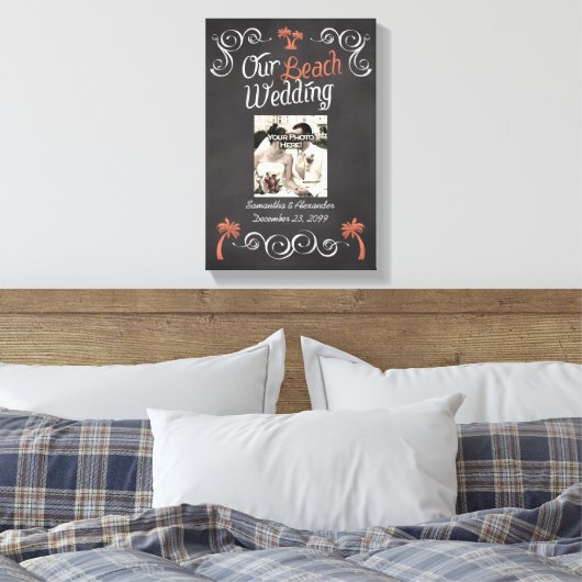 Toile Coral Chalkboard Script Plage Mariage (Insitu(Chambre))