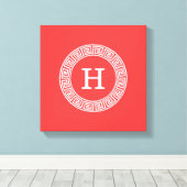 Toile Coral Rouge Wht Grille grecque cadre de ligne de c (Insitu (Plancher de Bois))